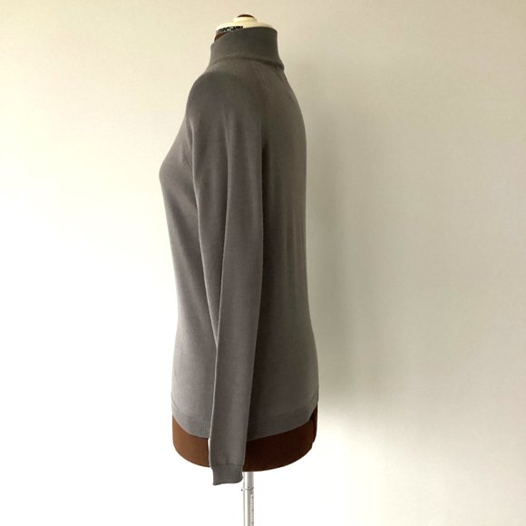 Wool Blend Mock Turtleneck with Side Ruffle - Picture 2 of 5